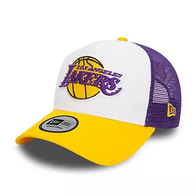 New Era La Lakers Trucker Cap.nba A Frame Yellow Purple Snap Baseball Hat S24 • £29.99