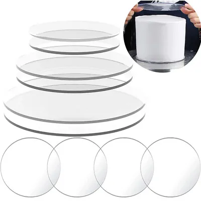 2mm Clear Circle Acrylic Discs For Round Cake Disks Holders DIY Craft Bake Tool • £3.68