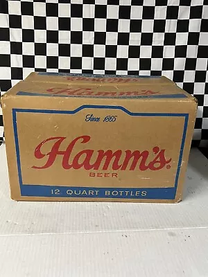 Vintage  1970’s Hamm’s Beer 12-Quart Bottles Cardboard Carrier Box • $98.90
