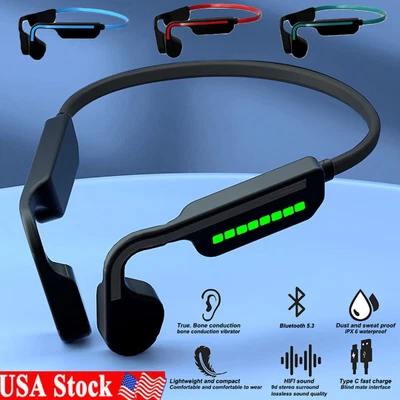 $15.99 • Buy Bone Conduction Headphones Bluetooth 5.3 Wireless Earbuds Sport Headset Outdoor