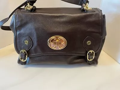 $39 • Buy EMMA FOX Kisslock Purse Shoulder Bag Satchel Brown Genuine Leather 👀🔥