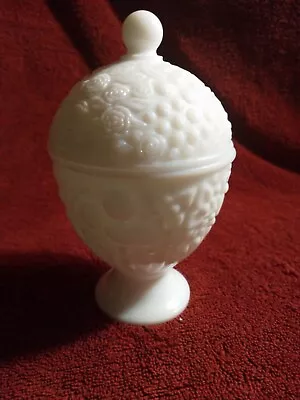 Vintage Avon Milk Glass White Covered Candy Dish Compote • $7.49