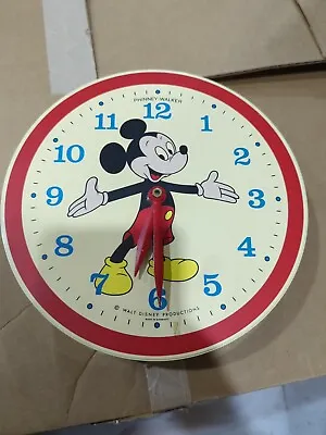 Vintage Phinney Walker Mickey Mouse Circular Wall Clock Walt Disney Working • $60