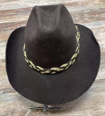Vintage Miller Western Wear Cowboy Hat Brown Twist Band Size 7 Heavy Use Patina  • $29.95