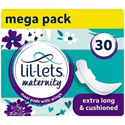 £8.42 • Buy Lil-Lets Maternity Pads | Extra Long Maxi Thick Towels X 30 | With Wings | 3