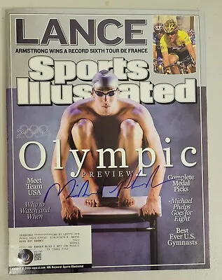 Michael Phelps Signed Sports Illustrated 8/2/04 Beckett Auto Olympics Swimming  • $399