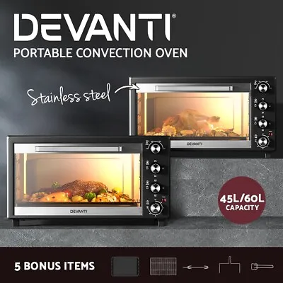 Devanti Convection Oven Electric Cooker Bake Ovens Rotisserie Grill Accessories • $99.95