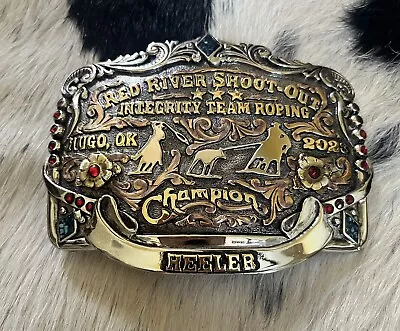 Trophy Buckle Team Roping Champion Heeler Cowboy Rodeo Collectible • $170