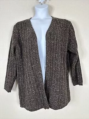 Modern Soul Womens Plus Size 1X Brown Speckled Knit Open Front Cardigan Sweater • $19.99