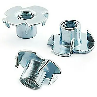 T Nuts Four 4 Pronged Tee Nuts  M5  M8 Zinc Plated Blind Nuts Captive • £1.99