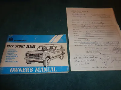 1977 Ih / International Scout Owner's Manual  / Original Guide Book & Invoice • $47.50