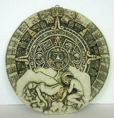 $65 • Buy Aztec Sun Stone Calendar Mayan Mexico Legend Of The Volcanoes Plaque Art 10 1/2 