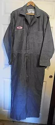 Vintage Blue White Herringbone Men's Work Jumpsuit Coveralls 46 Reg • $29.99