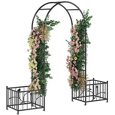 TAUS Metal Garden Arbors With Planter Boxes Garden Arches For Wedding Outdoor • $77.99