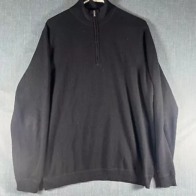 John W Nordstorm Mens Sweater Cashmere Black Size M Quarter Zip Pullover • $29.88