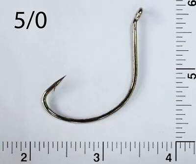 100 Size 5/0 TACKLEWORKS Offset Nickel Kahle Fishing Hooks Bent Eye Up • $19.50