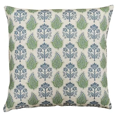 Cotswold Countryside Motif Cushion Cover. Green & Blue Botanical Design. 17x17  • £14.99