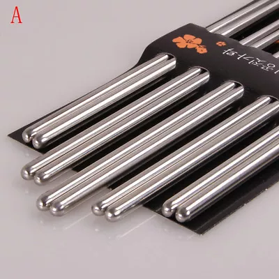 Chopsticks 5 Pair Metal Reusable Korean Chinese Stainless Steel ChopSticks Gi SZ • $5.19