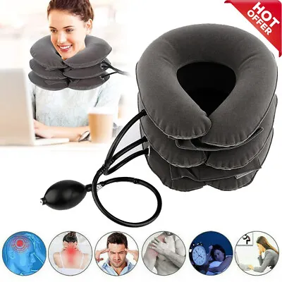 Cervical Neck Stretcher Traction Device Neck Support Brace Inflatable & Device • £10.94