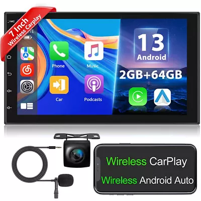 Android13 7 Double 2DIN CarPlay Car Radio Touch Screen Stereo GPS Navigation 64G • $72.90