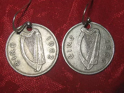 Small Vintage Antique  Authentic Ireland Celtic Irish Bull/harp Coin  Earrings • $8.99