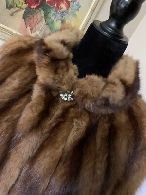 $195 • Buy Vintage Genuine Brown Sable? Fischer? Mink Fur Cape Stole Wrap
