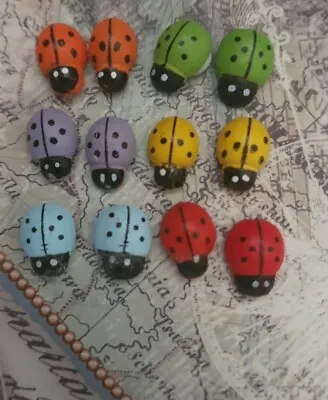 12 X Multicolour Lucky Ladybugs Ladybirds Craft Decoration  • £3.30