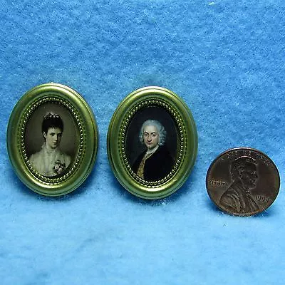 Dollhouse Miniature Victorian Couple Wall Picture Set With Gold Frame G7057 • $4.94