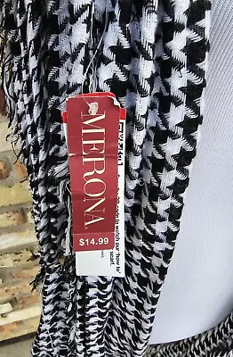 Merona Black White Houndstooth Wrap Drape Scarf NWT • $9.78