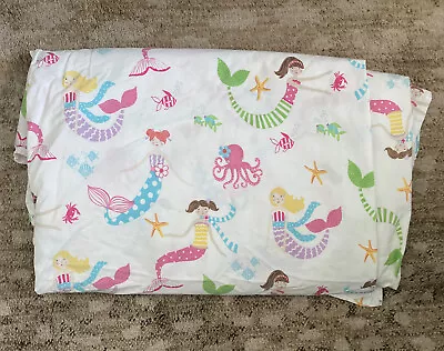 Pottery Barn Kids Mermaid Print Flat Sheet Size Full Multi Color Cotton • $30