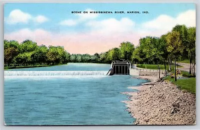 Marion Indiana~Scenic View On The Mississinewa River~Vintage Linen Postcard • $3.49