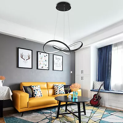 Modern LED Chandelier Dimmable Circular Ring Pendant Light Fixture Living Room • $60.80