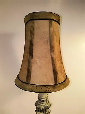 VTG Small 6” Clip On LAMP SHADE - LEATHERY/FEATHERY TAN With MAUVE Undertones • $13