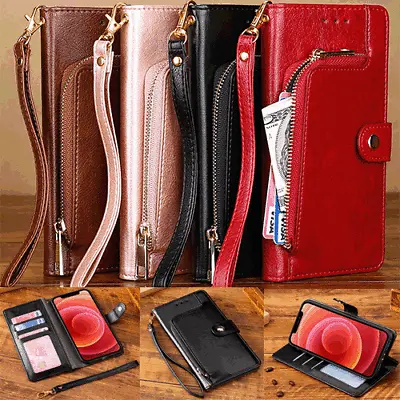 For LG G8 V40 G8X V50S ThinQ Q8 Stylo 4 Zip Wallet Case Leather Card Flip Cover  • $17.59