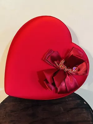 Vintage GODIVA Chocolate Box EMPTY Satin Red Puffy Heart Sash Gold Elegant Large • $40