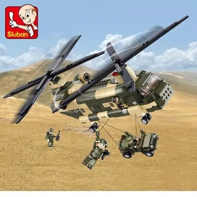 £42.85 • Buy Building Blocks Military MOC WW2 Transport Army Helicopter Bricks Model Kids Toy