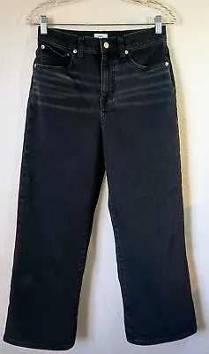 J Crew Slim Wide Leg High Rise Faded Black Denim Jeans Crop Length Women's Sz 27 • $14.95