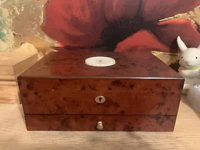 Vintage Lenox Jewelry Box Mahogany Burl Wood Burgundy • $50