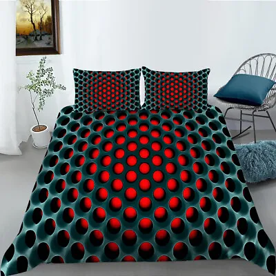 £43.19 • Buy 3D Geometric Honeycomb Duvet Cover, Geometric Pattern Print Soft Bedding Set