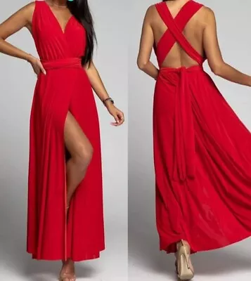 Women's Evening Multi Way Wrap Bridesmaid Formal Long Maxi Convertible Dress • £35