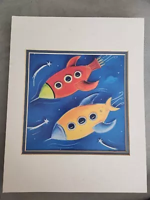 Adorable Vintage Turner's Two Rockets 14 X 11 In Matted And Framed • $24.99