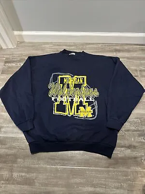 Vtg 90s Michigan Wolverines Football Sweatshirt Sz XL Blue NCAA • $29.95