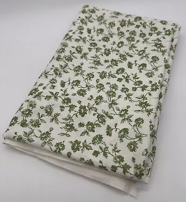 Laura Ashley Fabric L 160 X 120cm Green White Floral Cotton VTG 1977 See Desc • £10