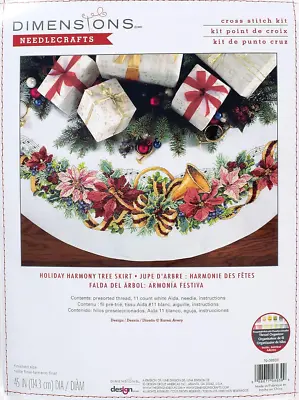 Dimensions Holiday Harmony Tree Skirt Counted Cross Stitch Kit 45  Dia. 70-08939 • $49.95