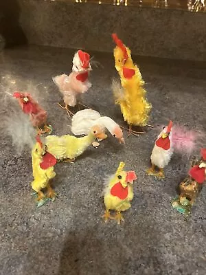 9 Vintage Antique CHENILLE Roosters And Ducks • $12.99