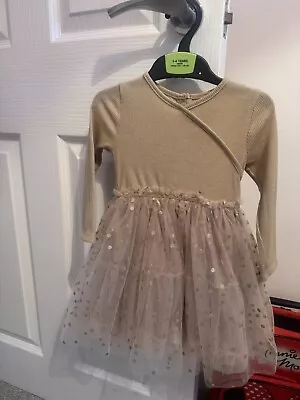 Mamas And Papas Gold Dress Girls Size 12-18 Months  • £8