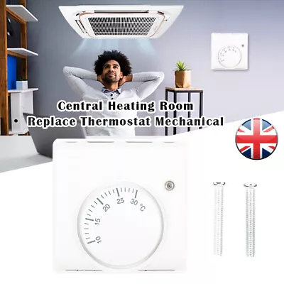 Electric UnderFloor Heating Central 10-30℃ Thermostat Control Mechanical Switch • £8.99