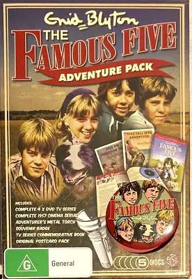 The Famous Five : Adventure Pack (DVD 2015 5-Disc Box Set) Badge Book Badge NEW • £28.53