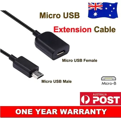Micro USB Male To Female Extension Extender Data Sync Charger Cable Lead Cord 2m • $9.65