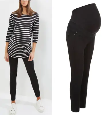 EX NEW LOOK BLACK Ladies  Maternity Over Bump Trouser Jeggings  REG & TALL  • £14.99